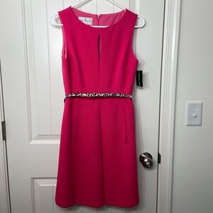 NEW‎ Donna Morgan women’s bright pink leopard belted sleeveless cutout dress 2